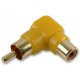 Yellow 90 Degree RCA Phono Plug to RCA Phono Socket Inline Coupler / Adaptor - Pack of 2